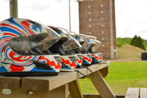 Helmets Lined up ready for action