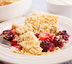 A closeup picture of crumble pudding